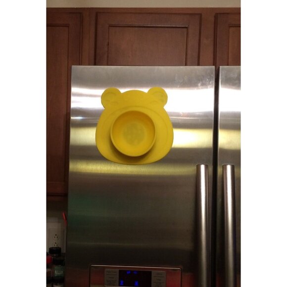 Non Slip Smooth Yellow Bear Bowl Silicone Placemat for Children Infants Pets NEW - Picture 4 of 7